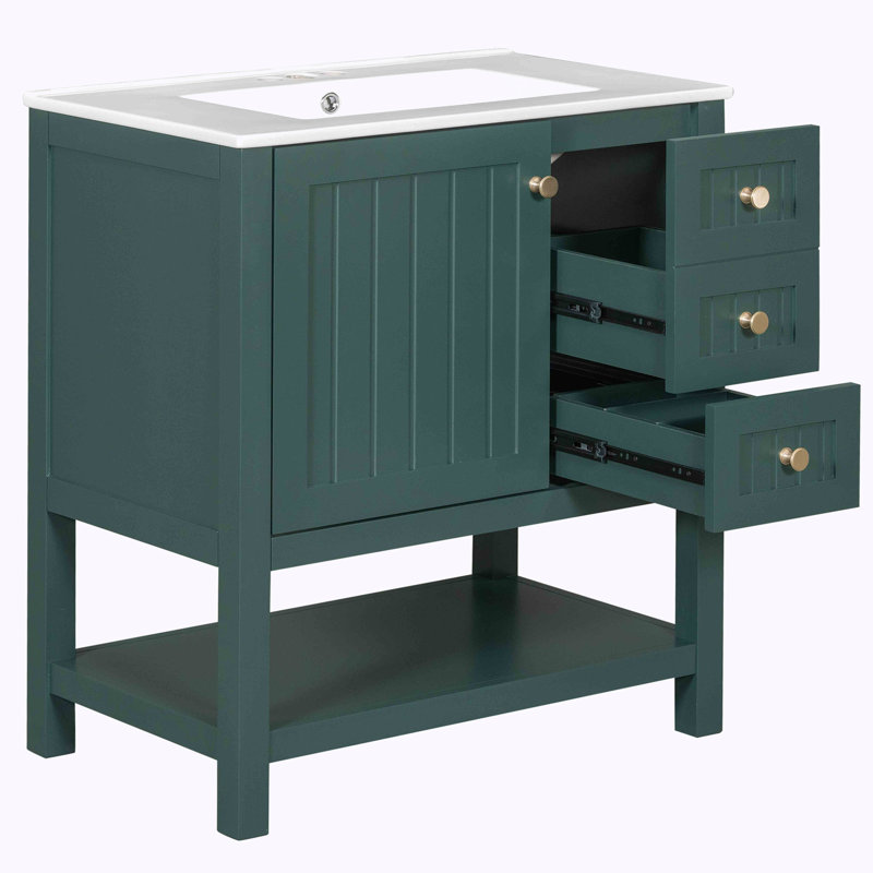 Meuble-lavabo avec lavabo Bathroon, Vert