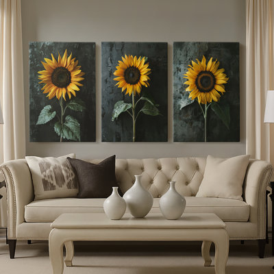 FLORAL Series DIII  -Custom Wrapped Gallery Canvas - 3 Pieces