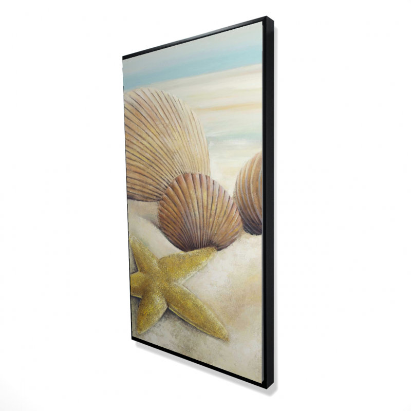 Starfish and Seashells Beach Canvas | Beige Coastal Decor
