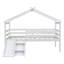 Lit simple mezzanine bas avec glissade et barrières de sécurité-130873423