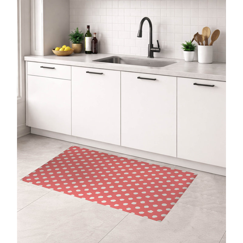 Tapis de cuisine Grunge Dot, Vieux rose, Rectangulaire 4 pi x 6 pi