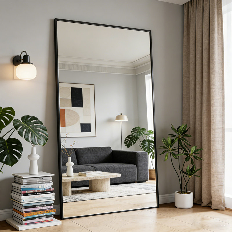 Floor Body Mirror With Stand，Full Length Mirror，For Bedroom，Living Room，Entrywa, 77" x 38"