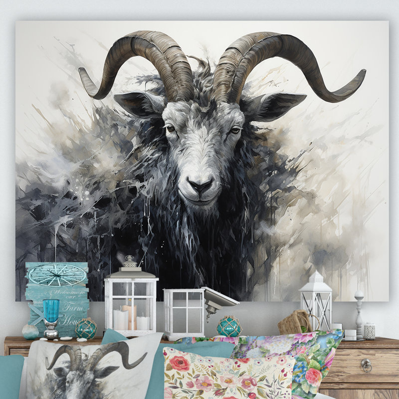 Bélier noir et blanc Supreme II, Toile tendue, H 12 po x l 20 po x P 1 po
