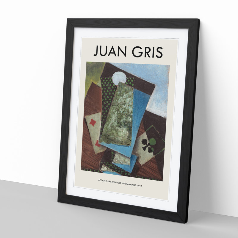 Playing Cards Print by Juan Gris - Picture Frame Painting, Black Framed, 65cm H x 48cm W x 2cm D