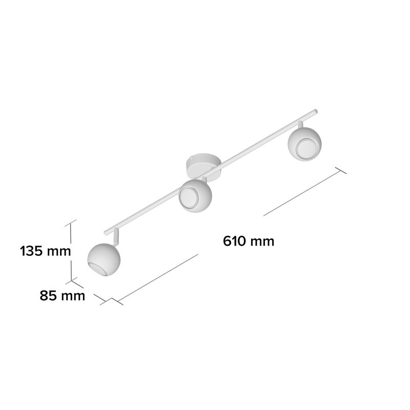Kerry 61cm 3 -Light Track Kit, Polished Chrome