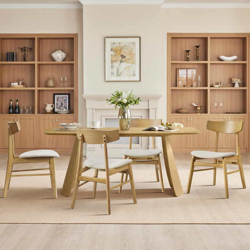5-Piece Wood Upholstered Dining Set, Orange