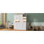 Lit escamotable mural simple avec armoire supérieure, tablettes, lit pliable peu encombrant avec lumière et USB, blanc