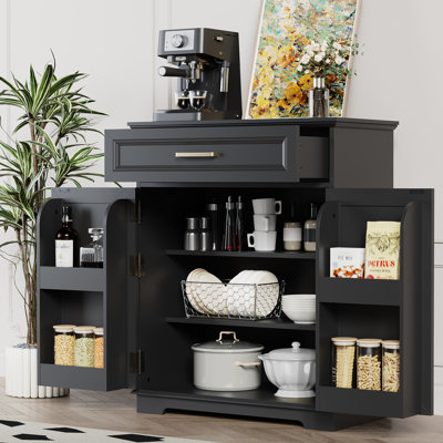 1Drawer 2-Door Accent Cabinets Chests with Storage for Living Room,Kitchen,Entryway,Dining Pantry Cabinet with 4 Hanging Shelves