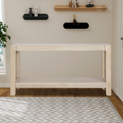 2-tier Wood Console Table - Modern Farmhouse Style Entryway Table With Open Shelf, Hallway Sofa Table For Living Room & Dining Room