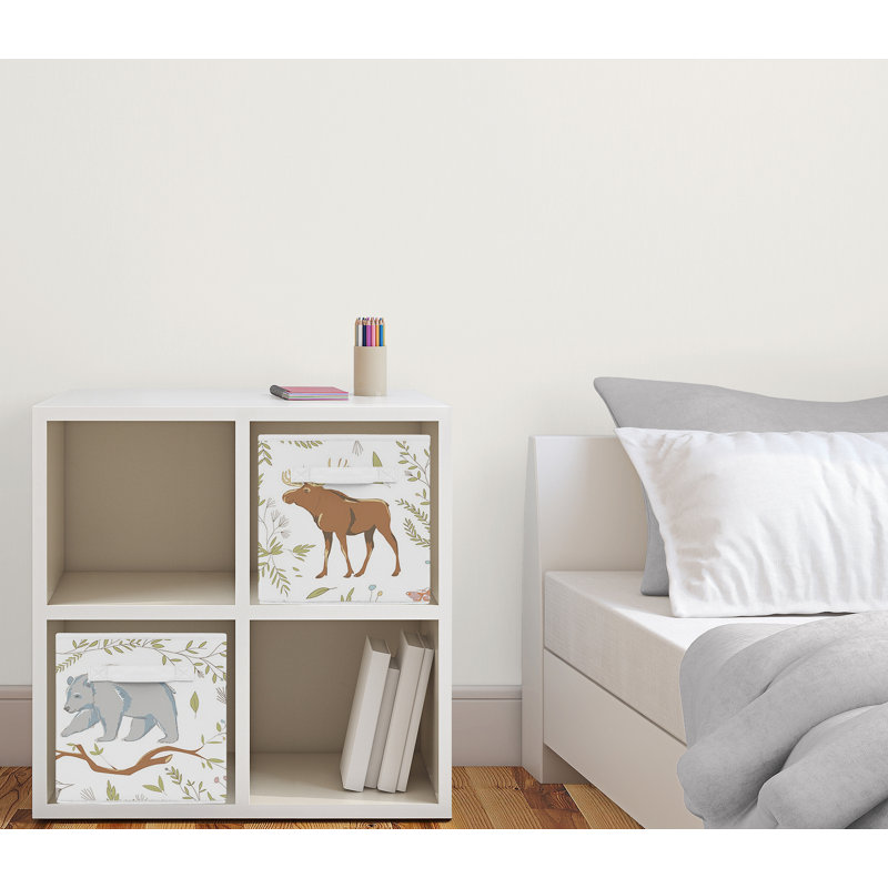 Woodland Animal Toile Foldable Fabric Storage Cubes Set