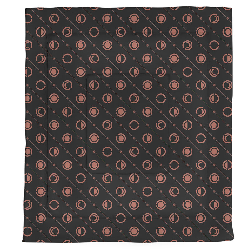 Édredon simple réversible en microfibre à deux couleurs Moon phases, Édredon très grand, Rouge/gris anthracite