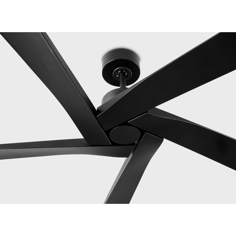 Visual Comfort Fan Aspen Coastal Outdoor 56 Ceiling Fan with Threaded Downrod, Midnight Black ABS blades and Wall Mount Control