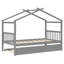 Lit simple en bois gris avec lit gigogne, conception spéciale, matériau en bois de pin, taille de sommeil confortable et polyvalente, structure en pin, hauteur de 62,8 po pour la chambre à coucher-58550245