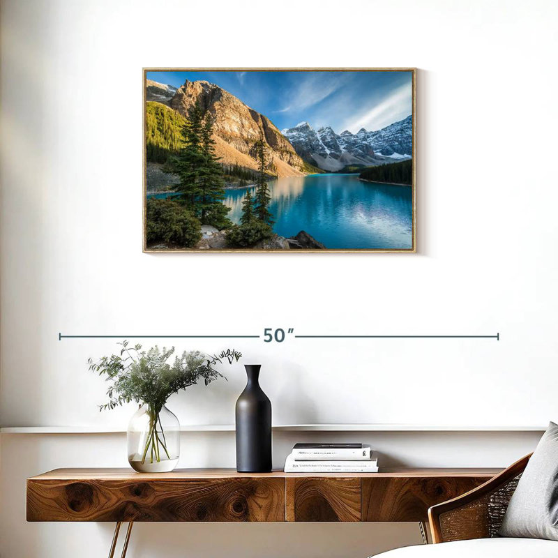 Lac Moraine Glorious, Cadre flottant en bois naturel, 31 po x 21 po