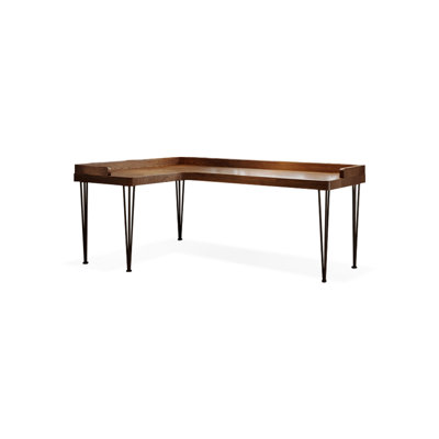 62.99"Walnut L-Shaped Solid Wood desk
