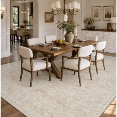 Area Rug 5x7 Machine Washable Rugs for Living Room Non Slip Carpet for Bedroom Dining Room Rug-Beige