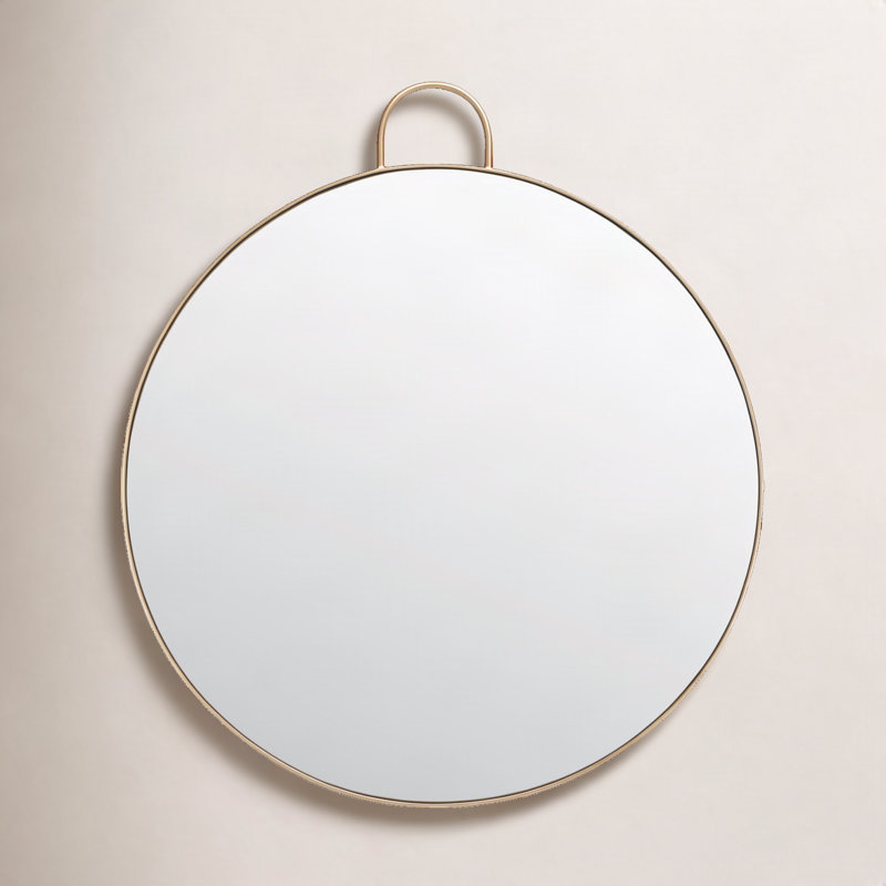 Kathy Metal Round Wall Mirror, Gold