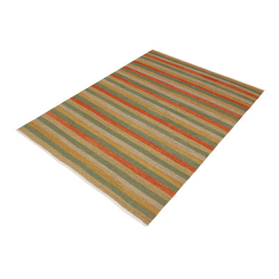 Newburyport Geometric Flatweave Rectangle 8'0'' x 9'8'' Wool Area Rug in Beige/Red/Green