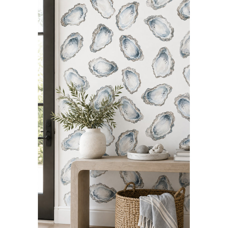 Seashell Wallpaper Watercolor Shell Pattern, Non-Woven Non-Pasted