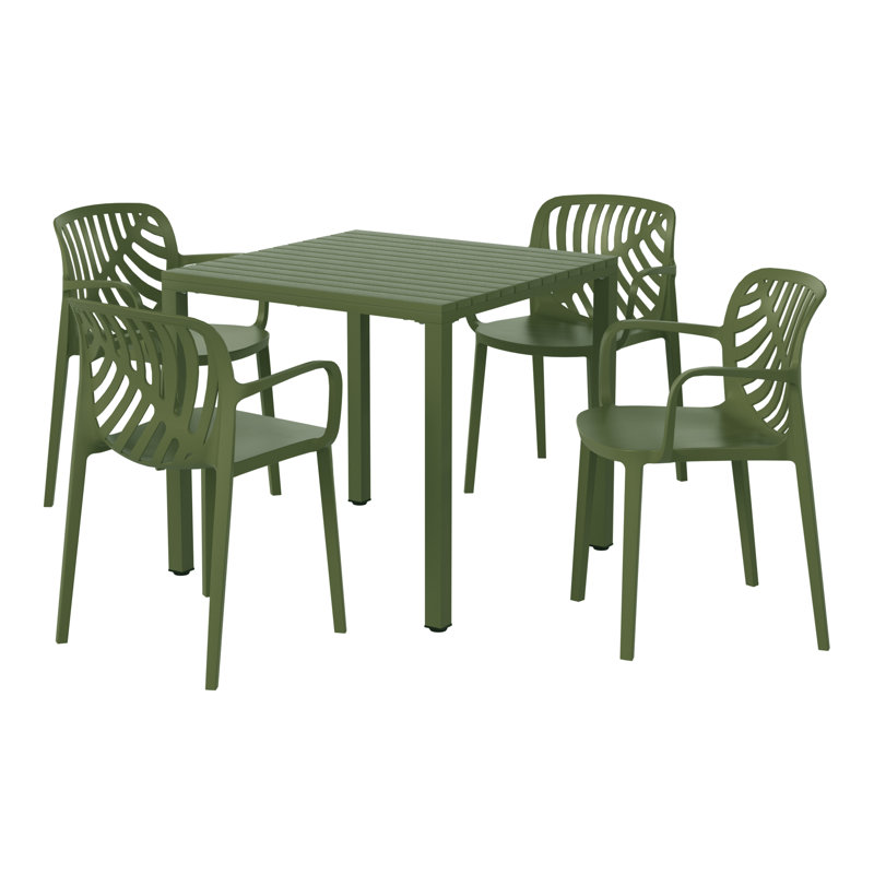 Ensemble repas carré pour 4 personnes, Vert
