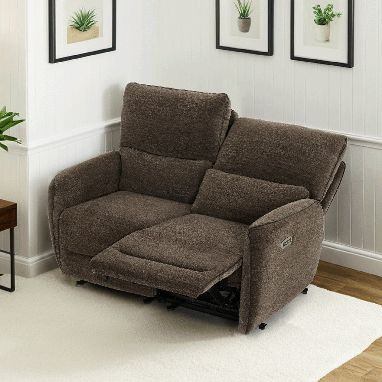 Zero Clearance Recliner Power Reclining Loveseat Sofa with Adjustable Headrest, RV Recliner Loveseat for Small Spaces