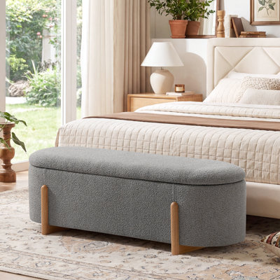 51.2"W Upholstered Boucle Flip Top Storage Bench