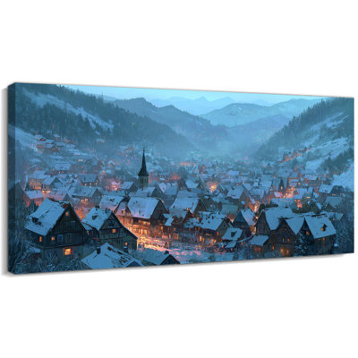 Grand village d'hiver, art mural, paysage de neige de Noël, impressions sur toile pour le salon, chambre à coucher, cuisine, chalet d'hiver, pin, scène de paysage, impressions sur toile, 20 po x 40 po