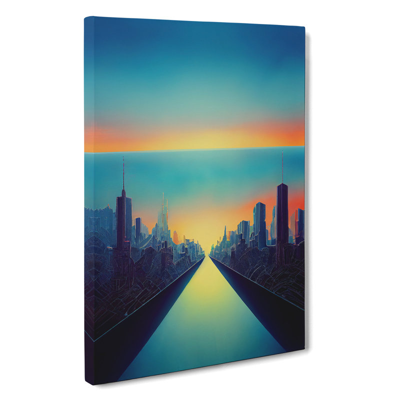 River Through A City Skyline - Wrapped Canvas Print, 50cm H x 35cm W x 3cm D