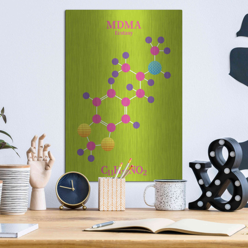 Hokku Designs «MDMA Molecule 2» par Luxe Portfolio, art mural en métal, H 16 po x l 12 po