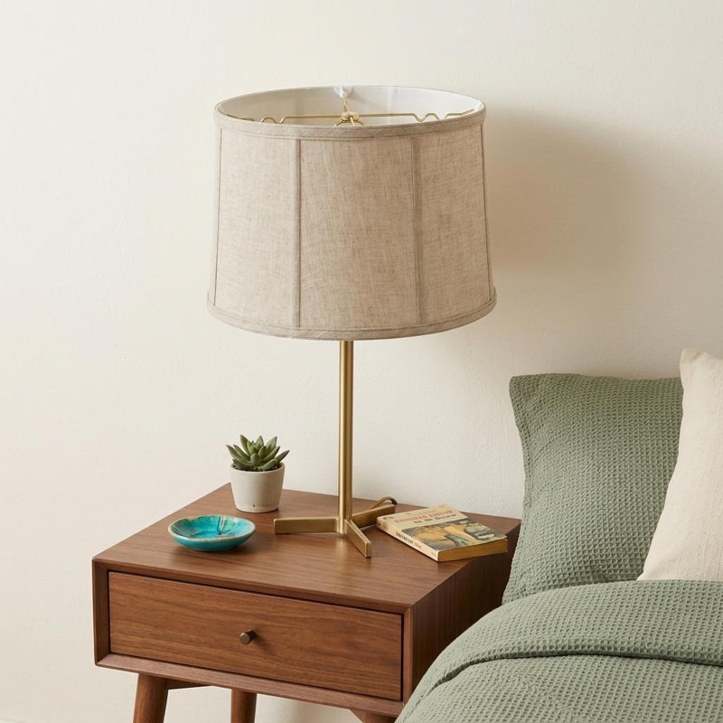 17" Cream Throwback Drum Linen Lampshade, Cream, 10" H x 17" W x 17" D