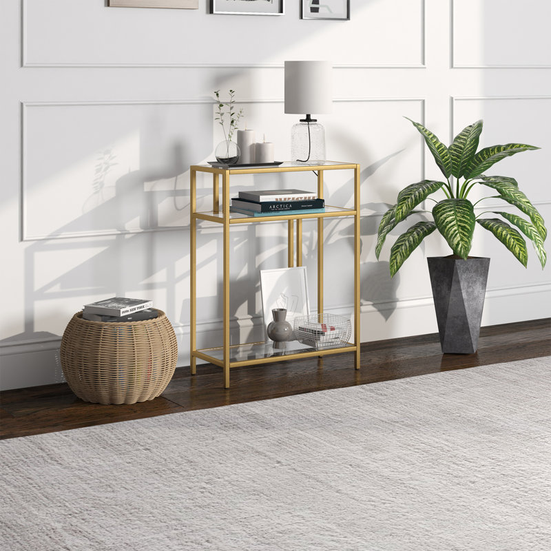 Adamsville 55.9cm Glass Top Console Table, Brass