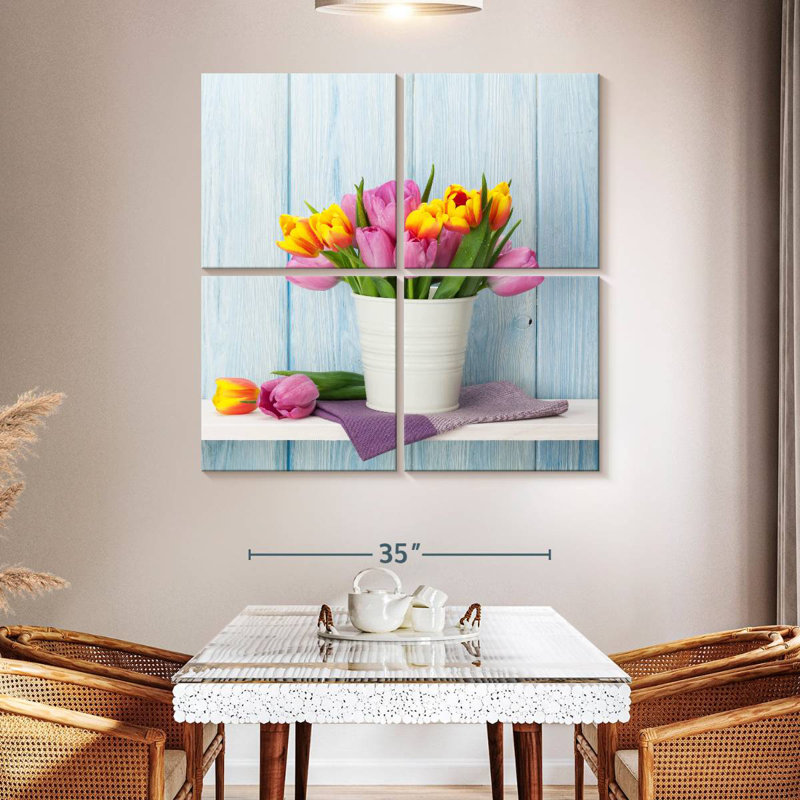 Harnek Tulips In A Bucket, 45" H x 45" W
