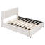 Grand lit tapissier avec 2 tiroirs et lit gigogne, mousse confortable, tête de lit classique, plateforme beige - tête de lit gigogne pour chambre à coucher