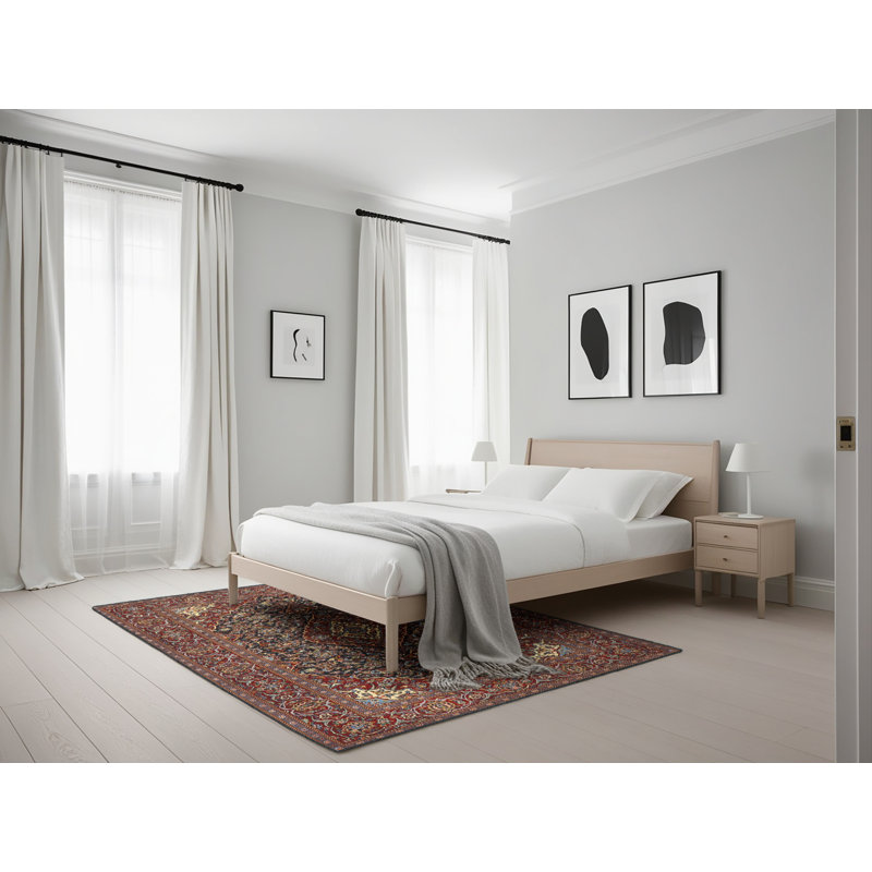 Tapis bleu marine/rose traditionnel Ballyvoy, Rectangle 5 pi x 7 pi