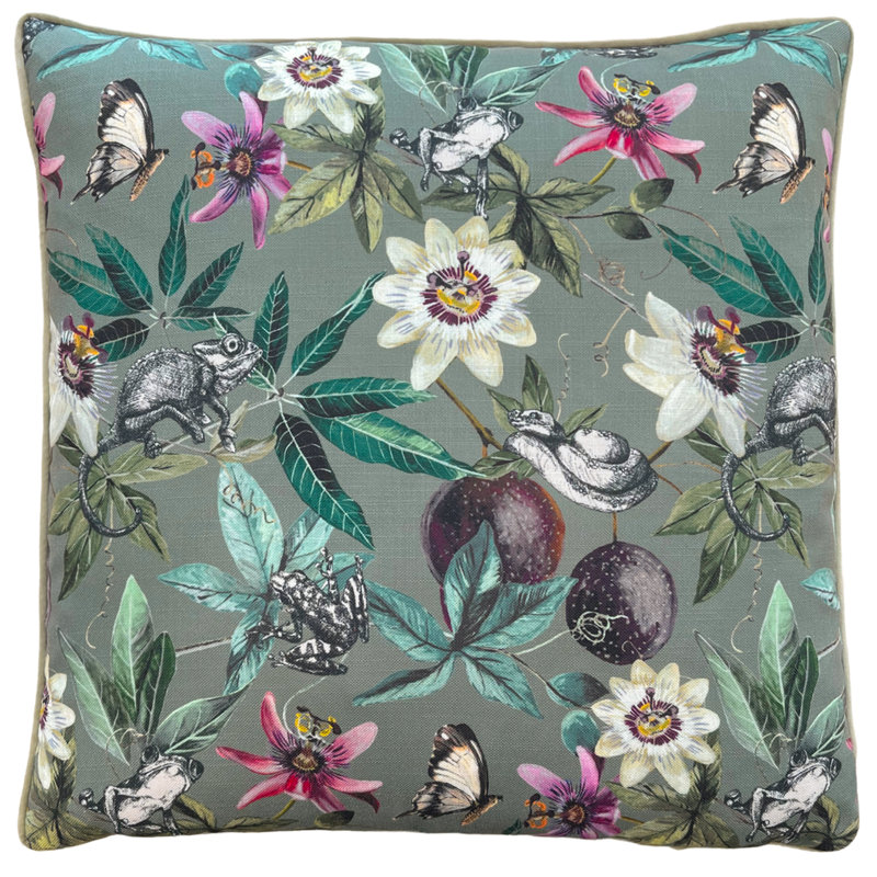Floral Square Scatter Cushion with Filling, Yellow, Feather