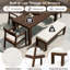 Ensemble de table de salle à manger 6 pièces avec trou pour parasol, 4 chaises et 1 banc-1282125266-1282125261