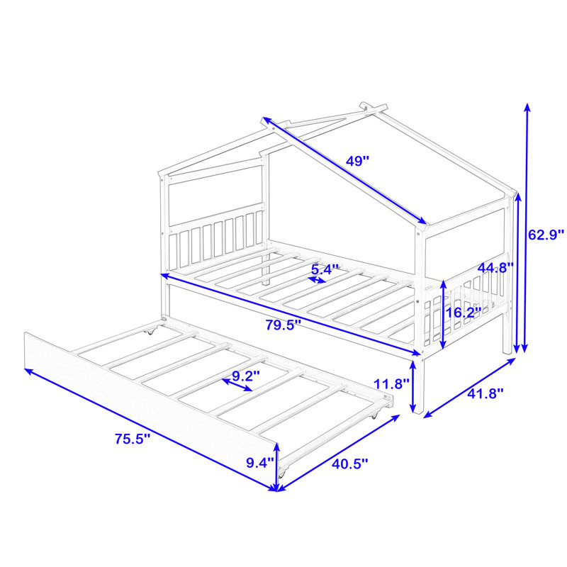 Wodera Bed with Trundle, White, Twin