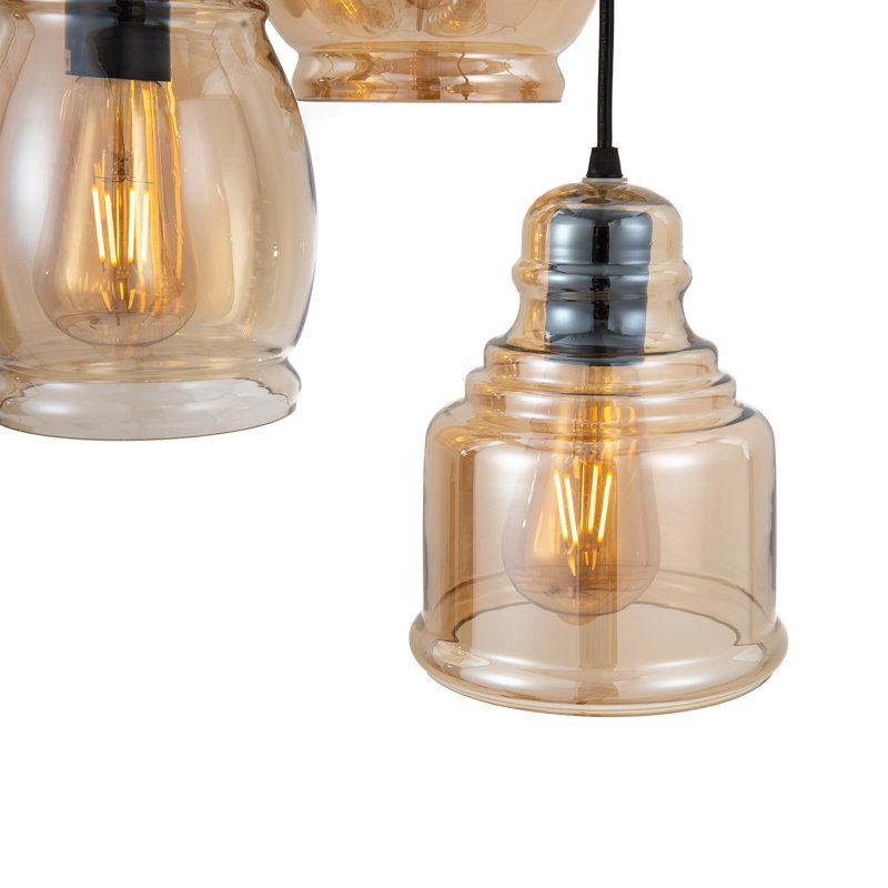 Lustre suspendu en verre pour salle à manger, luminaire suspendu 6 lumières Moder
