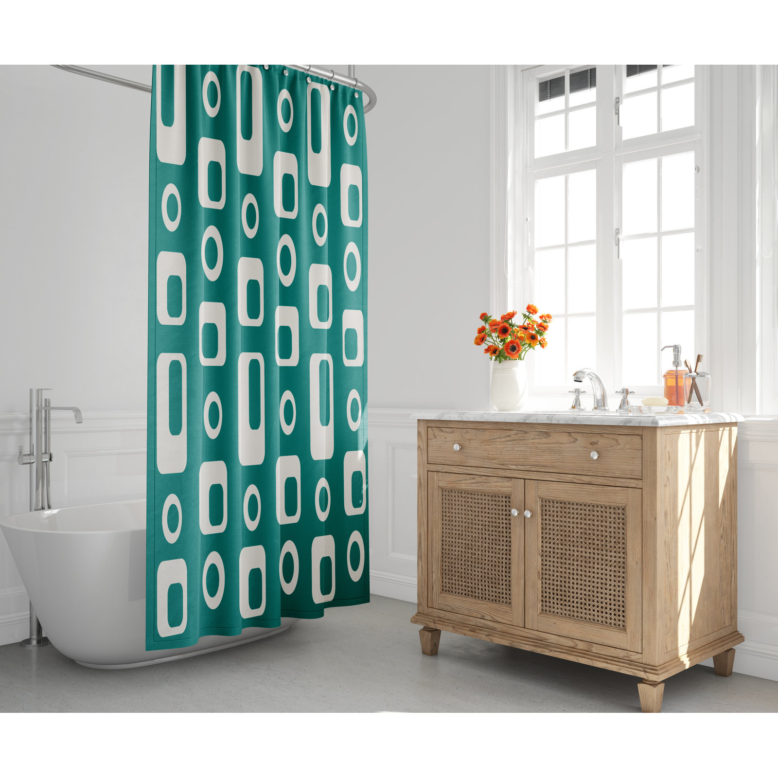 Mette Mid-Century Shower Curtain, Merald