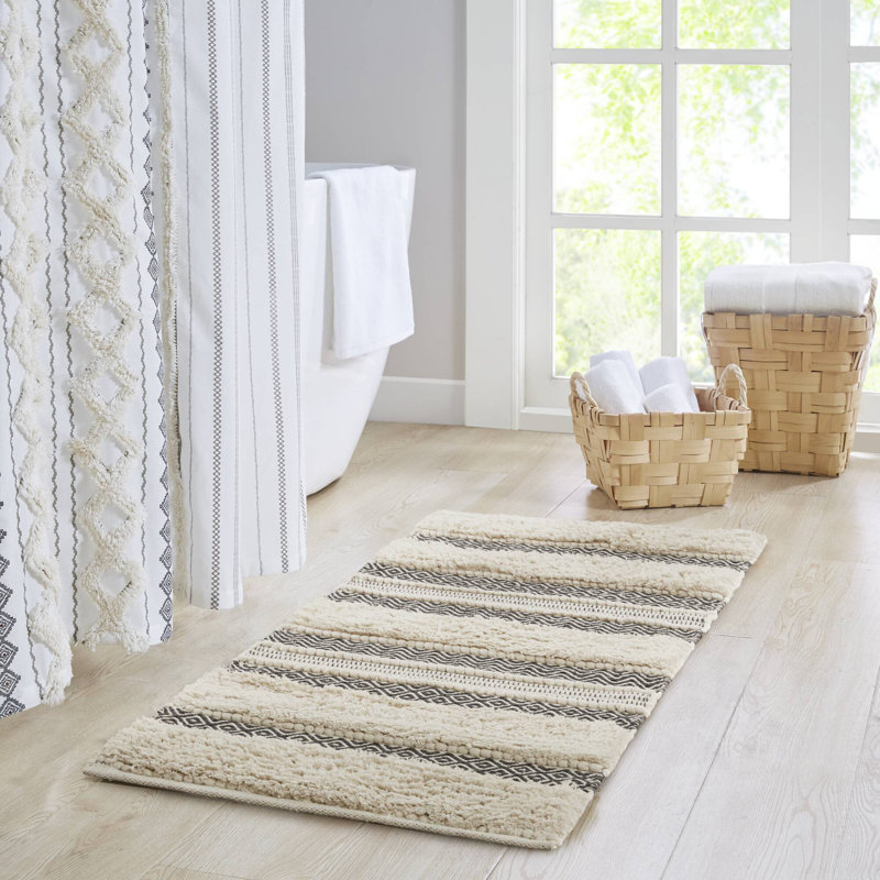 Tapis pour salle de bain Asher, L 32 po x l 20 po, Brun / Noir