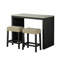 Ensemble de table de salle à manger bicolore à 2 tons avec tabourets et coussins de siège capitonnés beige 3 pièces