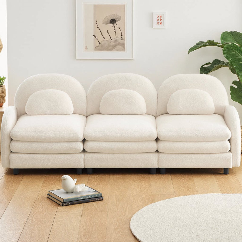 Canapé 3 places Teddy, Blanc beige