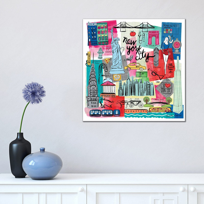 Global Travel I by Farida Zaman - Wrapped Canvas Gallery-Wrapped Canvas Giclée, 45.72 cm H x 45.72 cm W