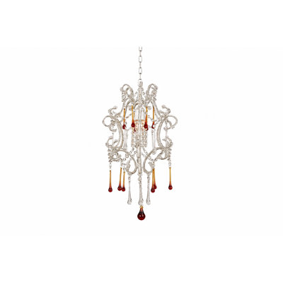 Lustre transitionnel en chrome 1 lumière avec cristaux transparents et ambre
