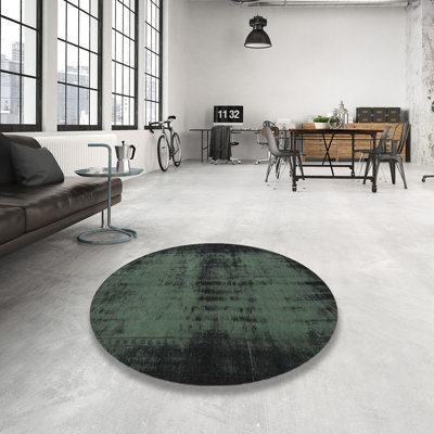 Tapis noir / vert en laine Abstract