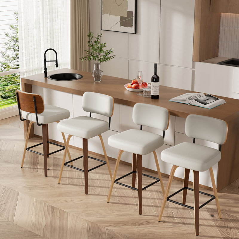 Tabouret pivotant rembourré à hauteur de bar, 4, Beige