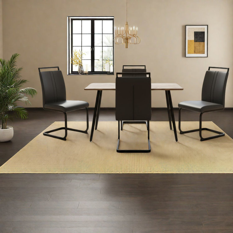Ensemble de table de salle à manger compacte et moderne, chaises en bois et en cuir synthétique, maison et cuisine