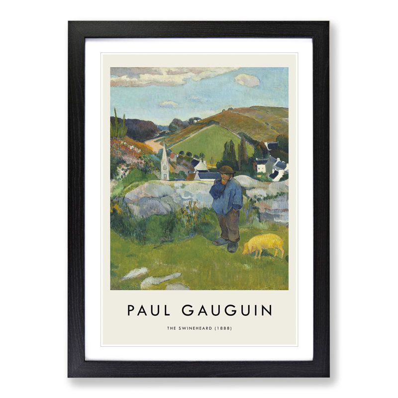 The Swineherd by Paul Gauguin - Picture Frame Painting, 65cm H x 48cm W x 2cm D, Black Framed