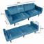 Canapé-lit moderne convertible de 80 pouces, canapé en velours bleu avec dossier réglable pour studio, appartement, bureau, petit espace, salon compact-765400694