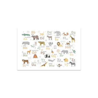 Safari Alphabet Nursery Decor by PaperPaintPixels - Unframed Graphic Art